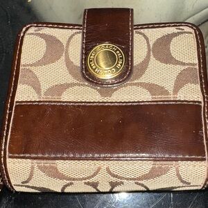 Coach Signature Brown and Tan Wallet